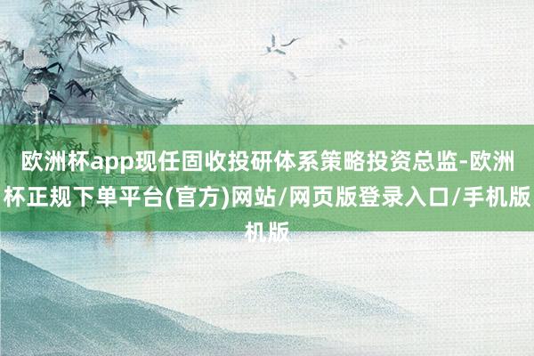 欧洲杯app现任固收投研体系策略投资总监-欧洲杯正规下单平台(官方)网站/网页版登录入口/手机版