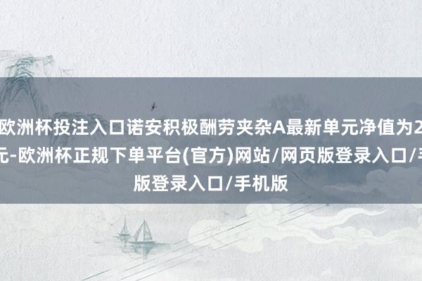 欧洲杯投注入口诺安积极酬劳夹杂A最新单元净值为2.315元-欧洲杯正规下单平台(官方)网站/网页版登录入口/手机版