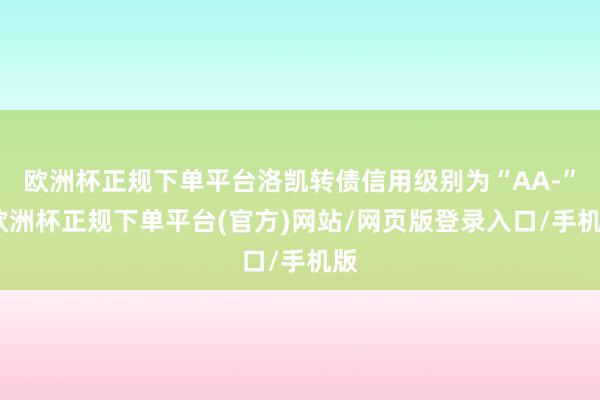 欧洲杯正规下单平台洛凯转债信用级别为“AA-”-欧洲杯正规下单平台(官方)网站/网页版登录入口/手机版