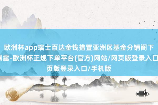 欧洲杯app瑞士百达金钱措置亚洲区基金分销阁下曾劭科暴露-欧洲杯正规下单平台(官方)网站/网页版登录入口/手机版