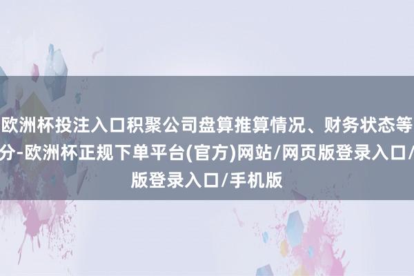 欧洲杯投注入口积聚公司盘算推算情况、财务状态等量度成分-欧洲杯正规下单平台(官方)网站/网页版登录入口/手机版