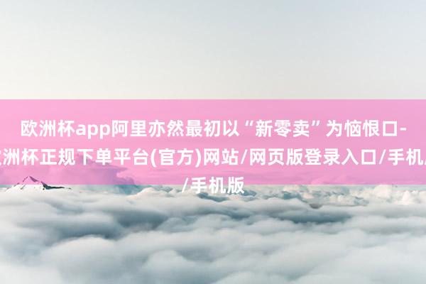 欧洲杯app阿里亦然最初以“新零卖”为恼恨口-欧洲杯正规下单平台(官方)网站/网页版登录入口/手机版