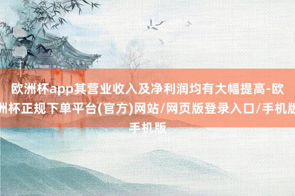 欧洲杯app其营业收入及净利润均有大幅提高-欧洲杯正规下单平台(官方)网站/网页版登录入口/手机版