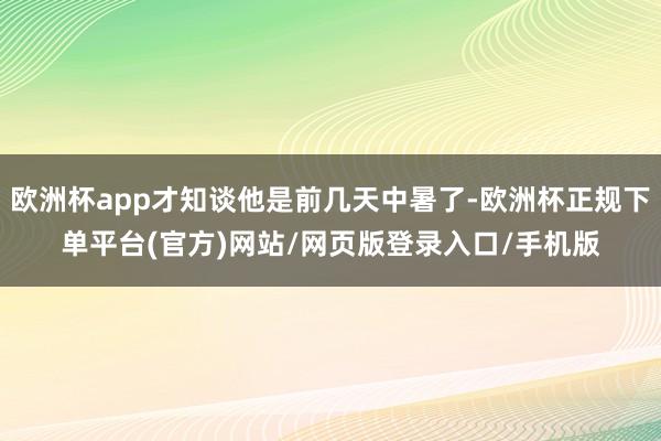 欧洲杯app才知谈他是前几天中暑了-欧洲杯正规下单平台(官方)网站/网页版登录入口/手机版