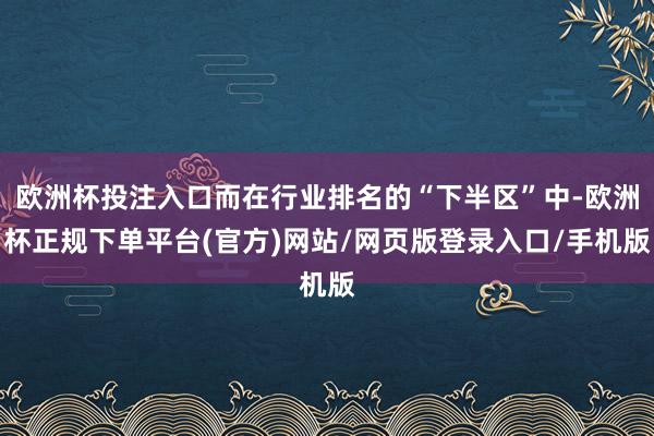 欧洲杯投注入口而在行业排名的“下半区”中-欧洲杯正规下单平台(官方)网站/网页版登录入口/手机版