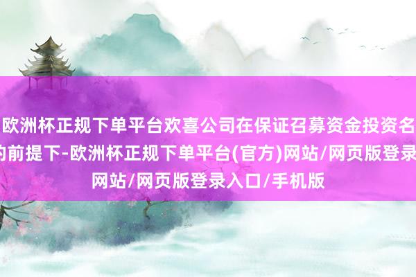 欧洲杯正规下单平台欢喜公司在保证召募资金投资名堂闲居进行的前提下-欧洲杯正规下单平台(官方)网站/网页版登录入口/手机版