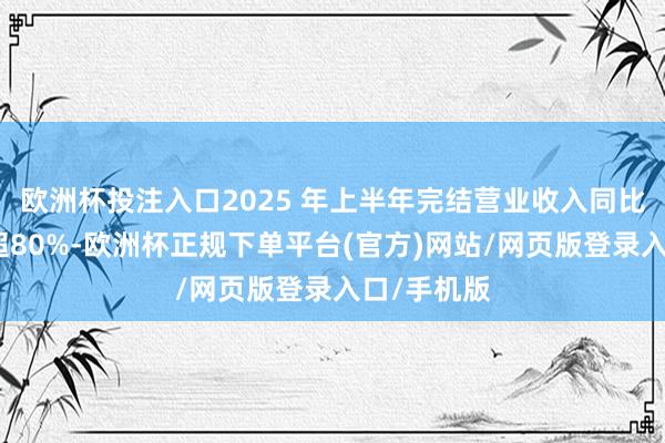 欧洲杯投注入口2025 年上半年完结营业收入同比大幅增长超80%-欧洲杯正规下单平台(官方)网站/网页版登录入口/手机版