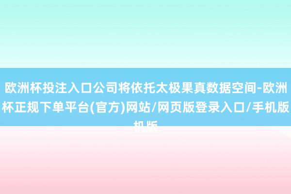 欧洲杯投注入口公司将依托太极果真数据空间-欧洲杯正规下单平台(官方)网站/网页版登录入口/手机版