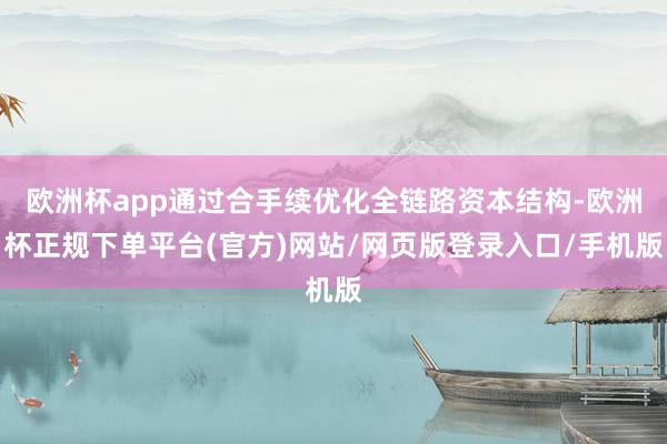 欧洲杯app通过合手续优化全链路资本结构-欧洲杯正规下单平台(官方)网站/网页版登录入口/手机版