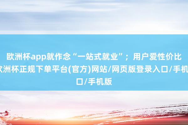 欧洲杯app就作念“一站式就业”；用户爱性价比-欧洲杯正规下单平台(官方)网站/网页版登录入口/手机版