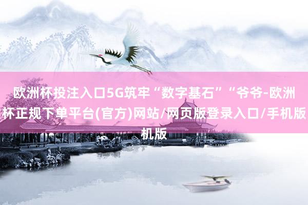 欧洲杯投注入口5G筑牢“数字基石”“爷爷-欧洲杯正规下单平台(官方)网站/网页版登录入口/手机版