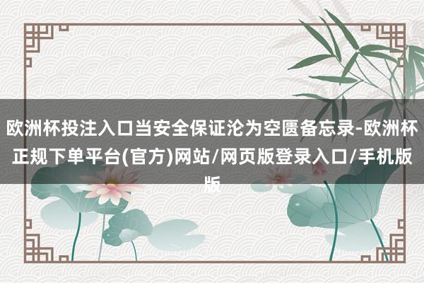 欧洲杯投注入口当安全保证沦为空匮备忘录-欧洲杯正规下单平台(官方)网站/网页版登录入口/手机版